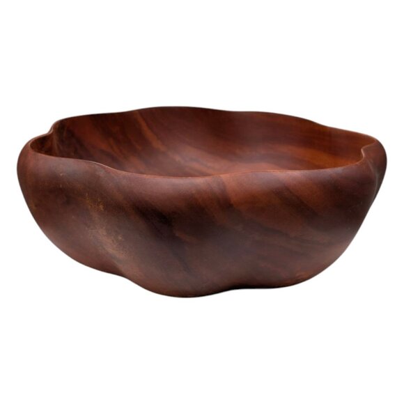 Pacific Merchants Acacia Serving Bowl Brown Wood Round Flared Acaciaware 12" - Picture 2 of 15